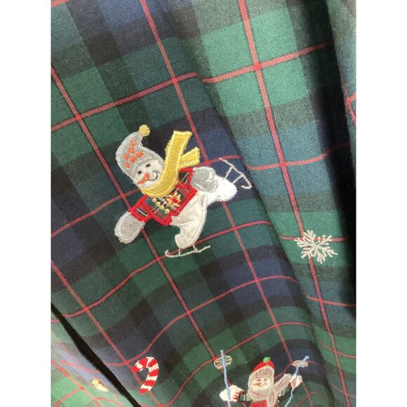 Casey & Max Women Plaid Flannel Holiday Button Front embroidered Top Blue Small - Picture 4 of 8